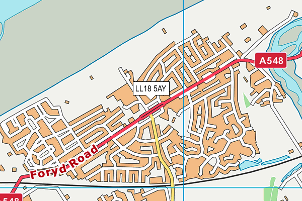 LL18 5AY map - OS VectorMap District (Ordnance Survey)