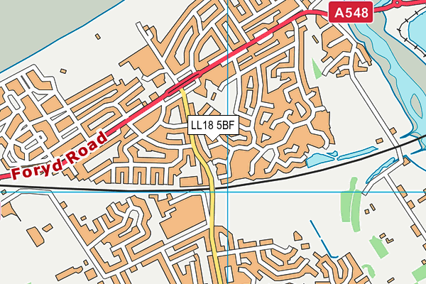 LL18 5BF map - OS VectorMap District (Ordnance Survey)