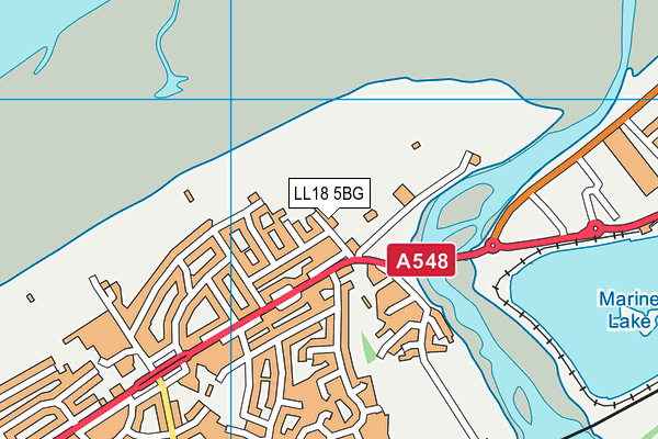 LL18 5BG map - OS VectorMap District (Ordnance Survey)