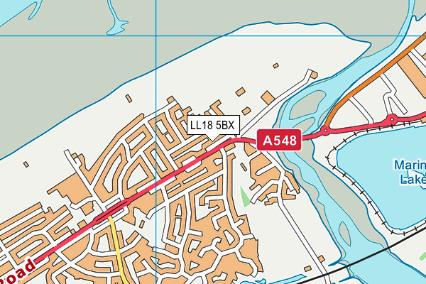 LL18 5BX map - OS VectorMap District (Ordnance Survey)