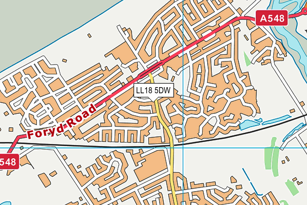 LL18 5DW map - OS VectorMap District (Ordnance Survey)