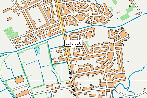 LL18 5EX map - OS VectorMap District (Ordnance Survey)