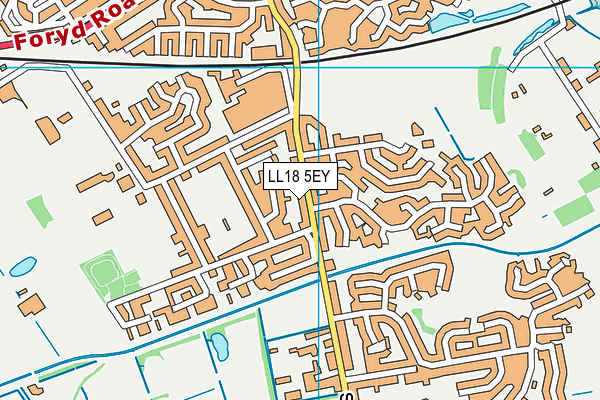 LL18 5EY map - OS VectorMap District (Ordnance Survey)