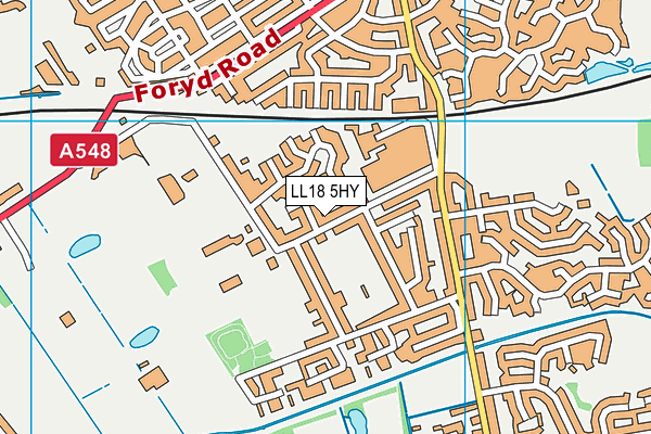 LL18 5HY map - OS VectorMap District (Ordnance Survey)