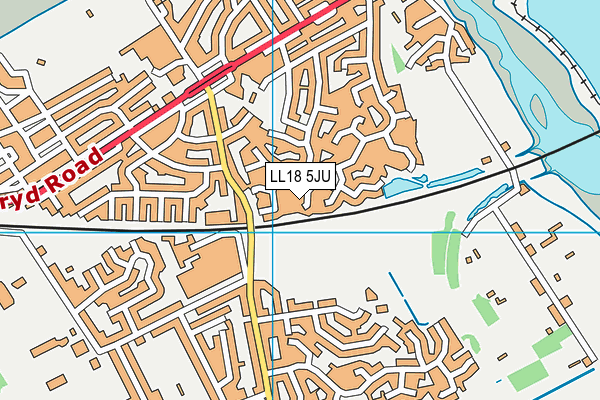 LL18 5JU map - OS VectorMap District (Ordnance Survey)