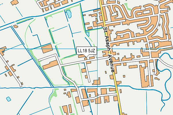 LL18 5JZ map - OS VectorMap District (Ordnance Survey)