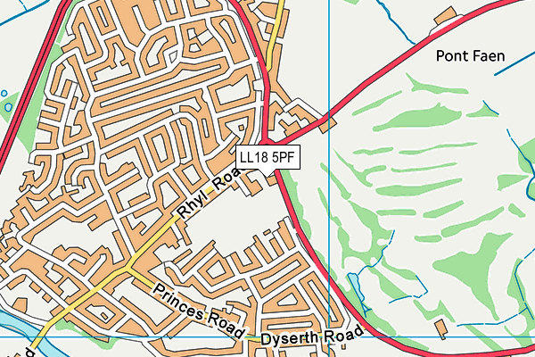 LL18 5PF map - OS VectorMap District (Ordnance Survey)
