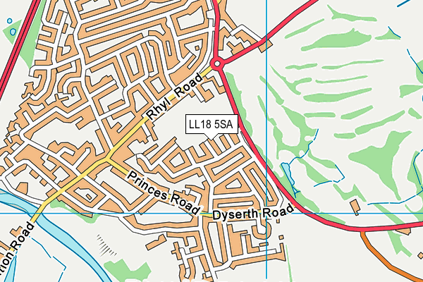 LL18 5SA map - OS VectorMap District (Ordnance Survey)