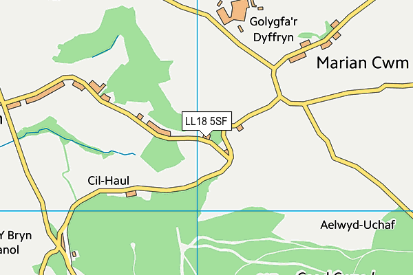 LL18 5SF map - OS VectorMap District (Ordnance Survey)