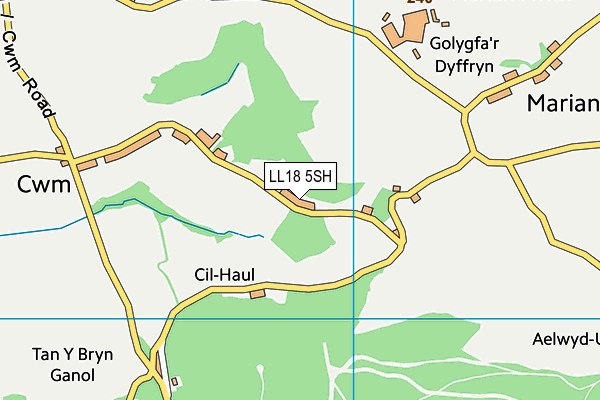 LL18 5SH map - OS VectorMap District (Ordnance Survey)