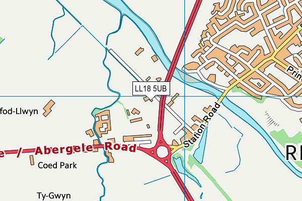 LL18 5UB map - OS VectorMap District (Ordnance Survey)