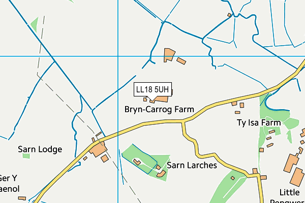 Pengwern College map (LL18 5UH) - OS VectorMap District (Ordnance Survey)