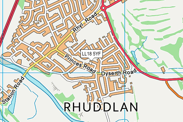 LL18 5YF map - OS VectorMap District (Ordnance Survey)