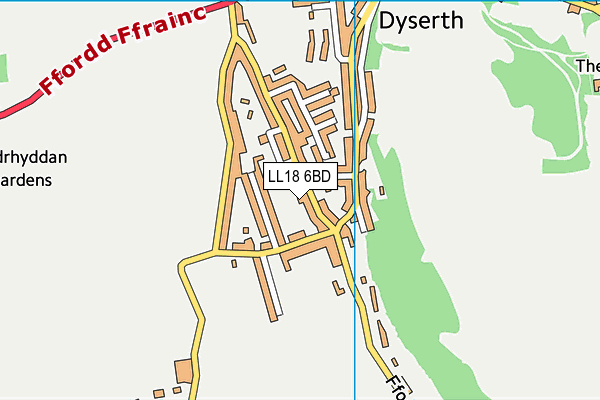 LL18 6BD map - OS VectorMap District (Ordnance Survey)