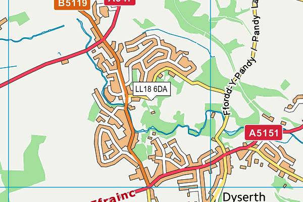 LL18 6DA map - OS VectorMap District (Ordnance Survey)