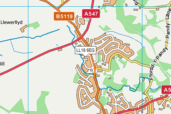 LL18 6EG map - OS VectorMap District (Ordnance Survey)