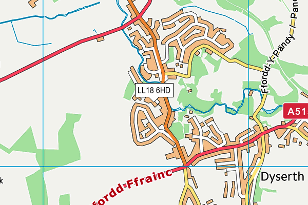 LL18 6HD map - OS VectorMap District (Ordnance Survey)