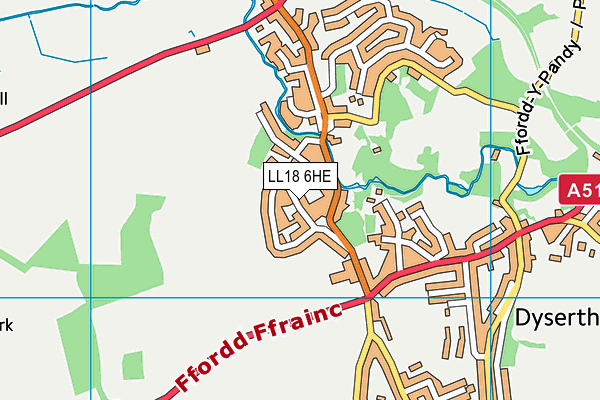 LL18 6HE map - OS VectorMap District (Ordnance Survey)