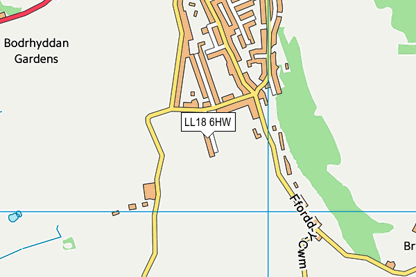 LL18 6HW map - OS VectorMap District (Ordnance Survey)