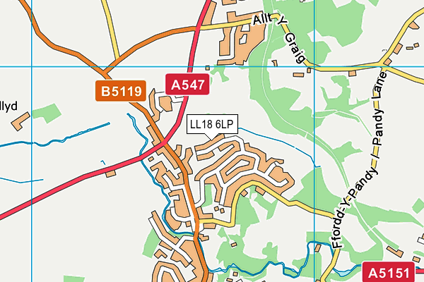 LL18 6LP map - OS VectorMap District (Ordnance Survey)