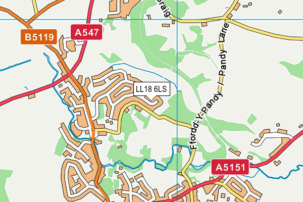 LL18 6LS map - OS VectorMap District (Ordnance Survey)