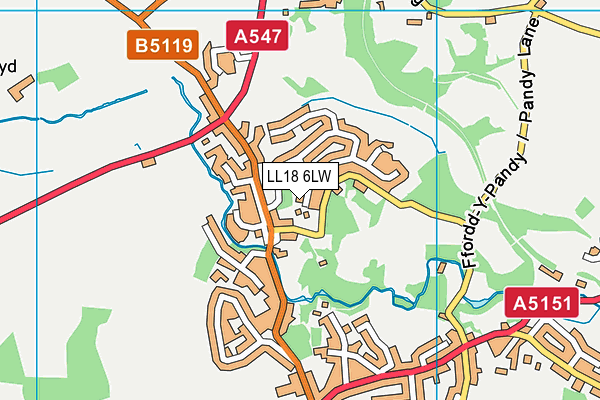 LL18 6LW map - OS VectorMap District (Ordnance Survey)
