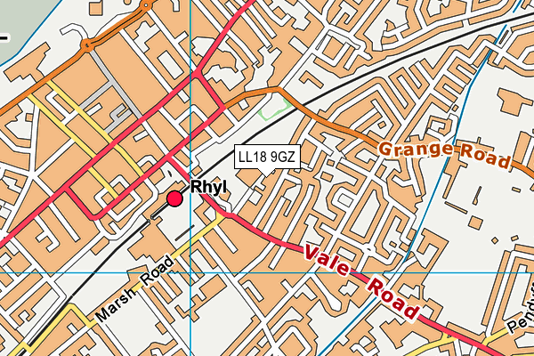 LL18 9GZ map - OS VectorMap District (Ordnance Survey)