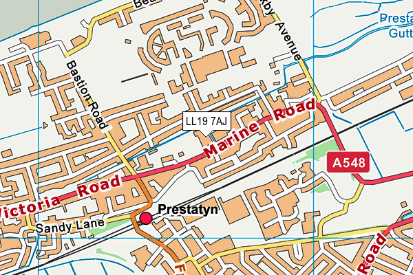 LL19 7AJ map - OS VectorMap District (Ordnance Survey)