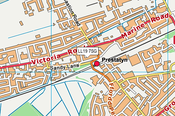 LL19 7SG map - OS VectorMap District (Ordnance Survey)