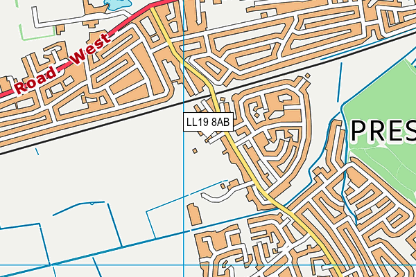 LL19 8AB map - OS VectorMap District (Ordnance Survey)