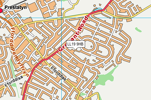 LL19 9HB map - OS VectorMap District (Ordnance Survey)