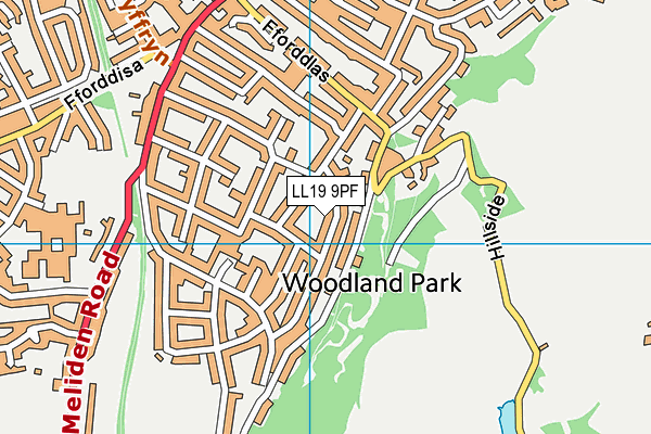 LL19 9PF map - OS VectorMap District (Ordnance Survey)