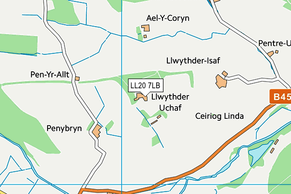 Ysgol Llanarmon Dyffryn Ceiriog map (LL20 7LB) - OS VectorMap District (Ordnance Survey)