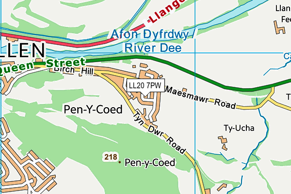 LL20 7PW map - OS VectorMap District (Ordnance Survey)