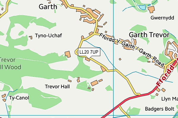 LL20 7UP map - OS VectorMap District (Ordnance Survey)