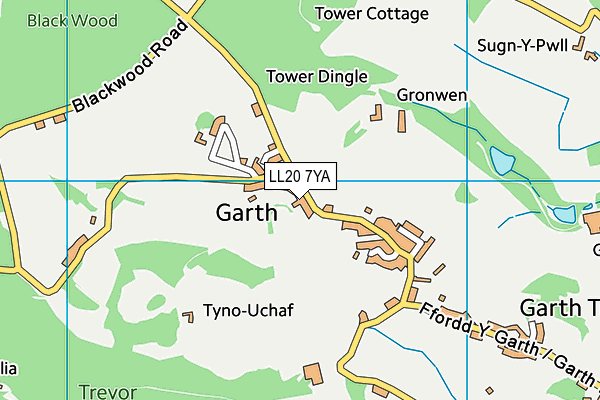 LL20 7YA map - OS VectorMap District (Ordnance Survey)