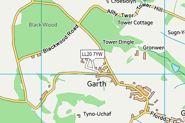 LL20 7YW map - OS VectorMap District (Ordnance Survey)