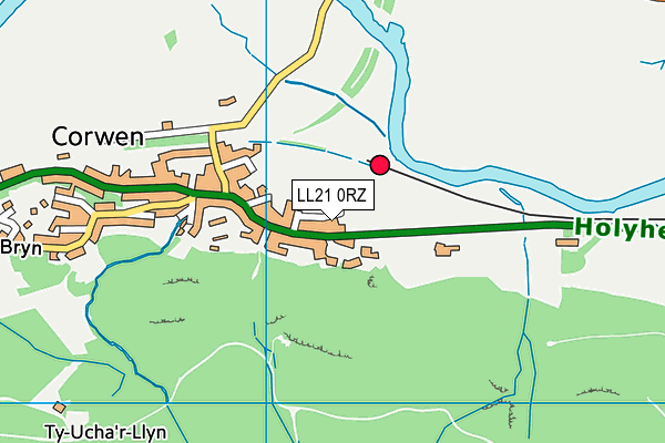 LL21 0RZ map - OS VectorMap District (Ordnance Survey)