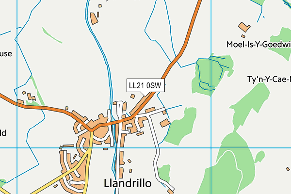 LL21 0SW map - OS VectorMap District (Ordnance Survey)