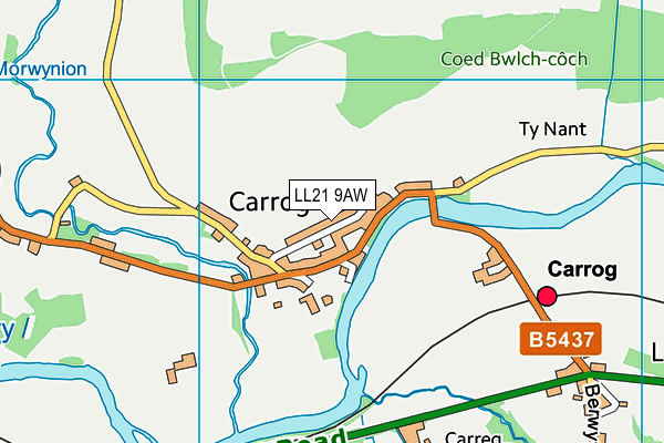 Ysgol Gynradd Carrog map (LL21 9AW) - OS VectorMap District (Ordnance Survey)