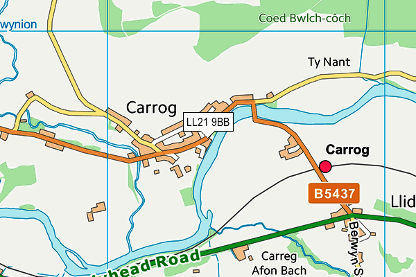 LL21 9BB map - OS VectorMap District (Ordnance Survey)