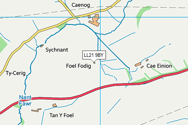 LL21 9BY map - OS VectorMap District (Ordnance Survey)