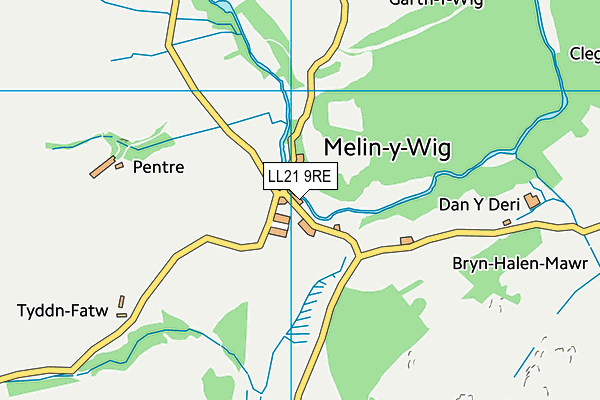 LL21 9RE map - OS VectorMap District (Ordnance Survey)
