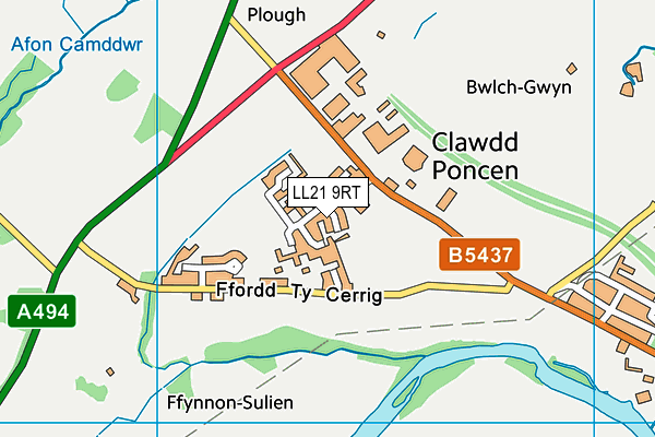 Ysgol Caer Drewyn map (LL21 9RT) - OS VectorMap District (Ordnance Survey)