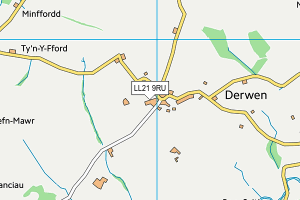LL21 9RU map - OS VectorMap District (Ordnance Survey)