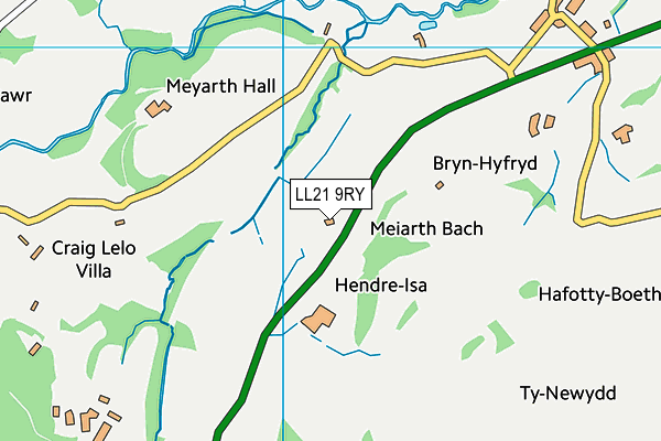 LL21 9RY map - OS VectorMap District (Ordnance Survey)