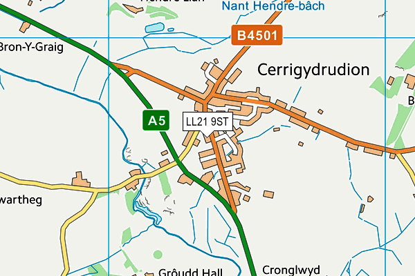 LL21 9ST map - OS VectorMap District (Ordnance Survey)