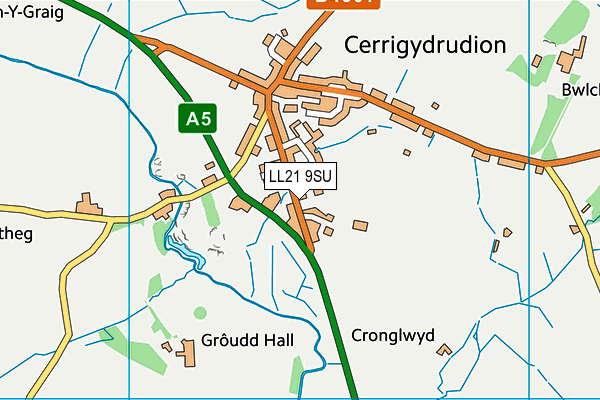 LL21 9SU map - OS VectorMap District (Ordnance Survey)