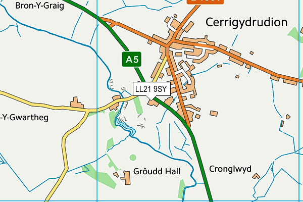 LL21 9SY map - OS VectorMap District (Ordnance Survey)