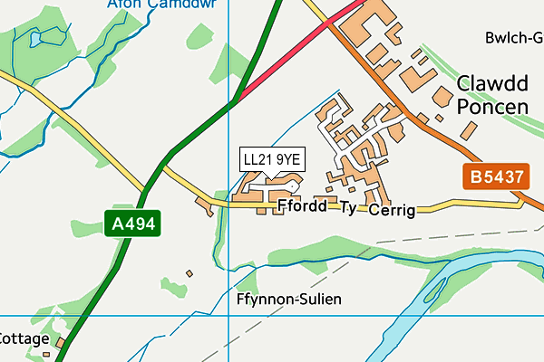 LL21 9YE map - OS VectorMap District (Ordnance Survey)